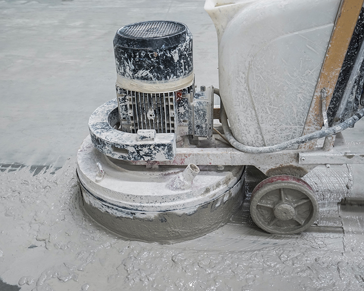 Polished concrete grouting pin holes