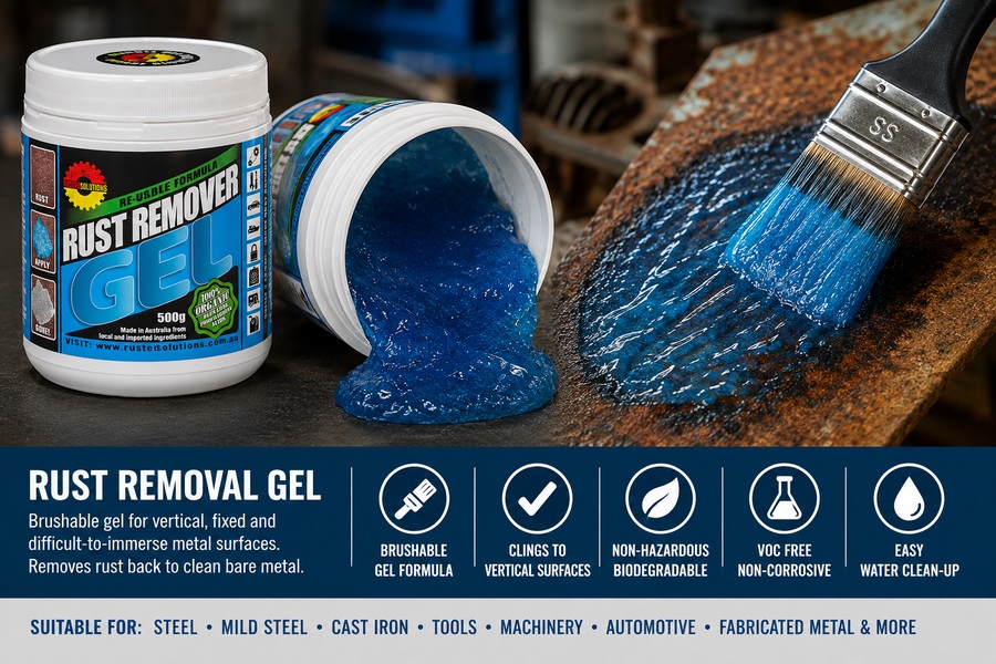 Rusted Solutions Rust Remover Gel for removing rust from steel surfaces